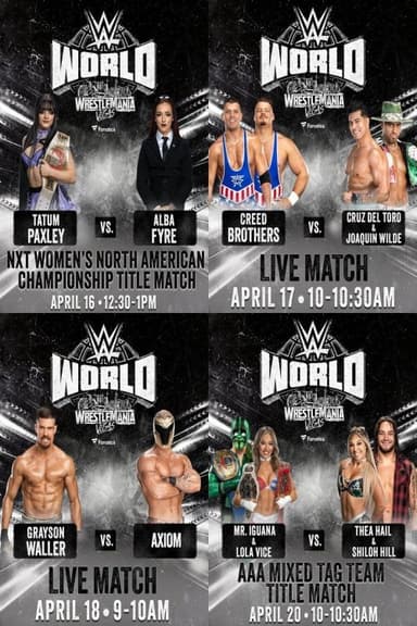 LIVE matches from WWE World: April 16, 2026